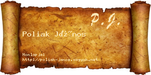 Poliak János névjegykártya